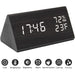 Digital Alarm Clock, with Wooden Electronic LED Time Display, 3 Alarm Settings, Humidity & Temperature Detect, Wood Made Electric Clocks for Bedroom, Bedside… (Black)